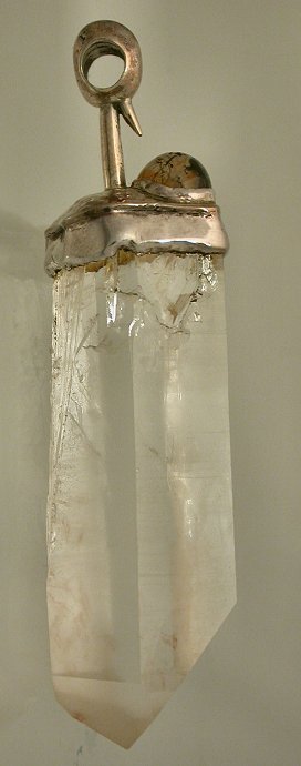 Isis quartz crystal & Montana moss agate pendant 
