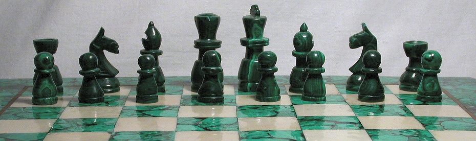 malachite chess board set hand carved men pieces oval