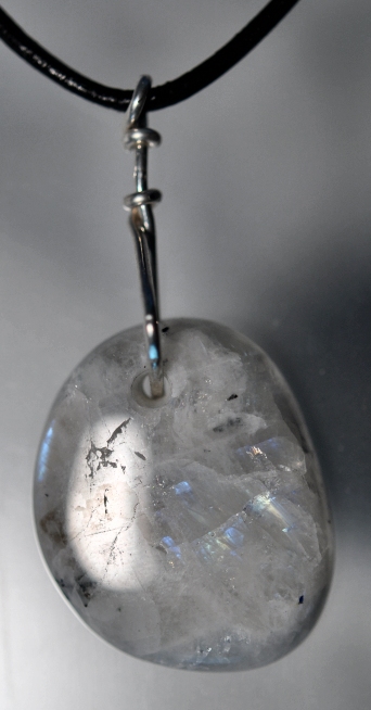 Rainbow blue silver peach moonstone talisman pendant jewelry crystals gems contemporary metaphysical new age Mystic Merchant