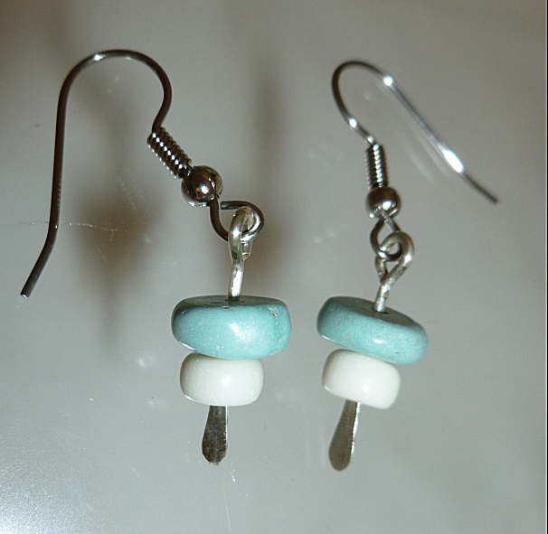 Turquoise and bone earrings handcrafted healing jewelry by Mystic Merchant