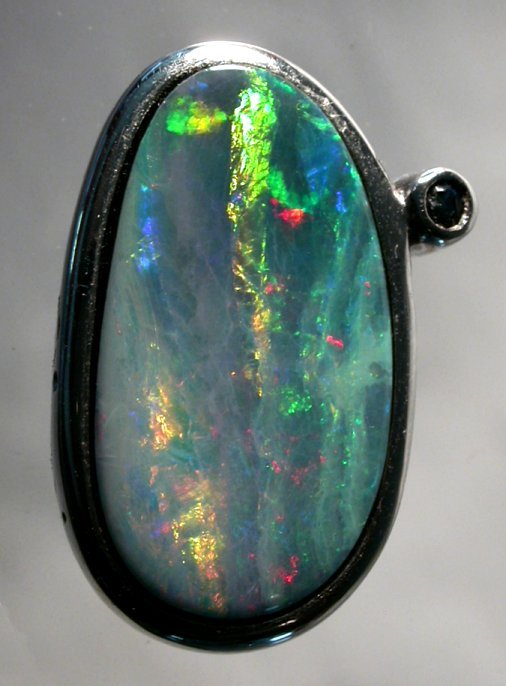 Boulder Opal & ruby slider pendant Australian opal gem stones