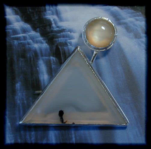 moonstone montana agate sterling silver pin