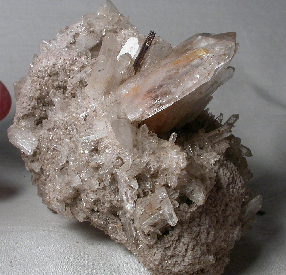 quartz cluster rubellite tourmaline crystal