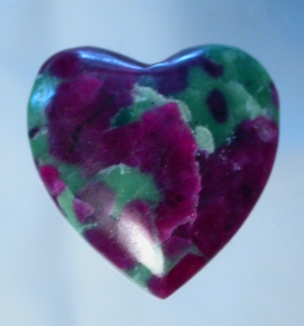 Ruby crystals in Zoisite carved heart